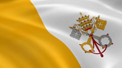 Vatican City flag in the wind
