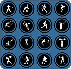 blue  signs. Sport icons.