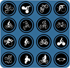 blue  signs. Bikes icons.