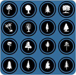 illustration of tree silhouettes. tree icons