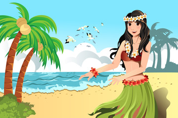 Hawaiian hula dancer - obrazy, fototapety, plakaty