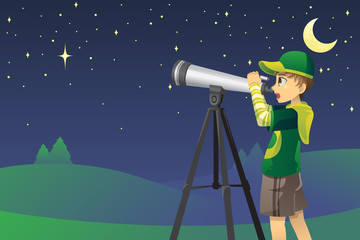 Looking at stars with telescope
