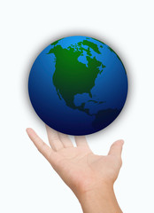 Hand of Save World on white background