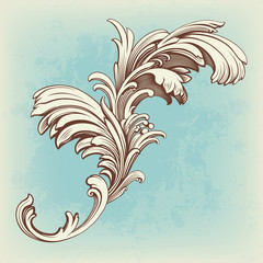 flower vintage pattern engraving scroll motif