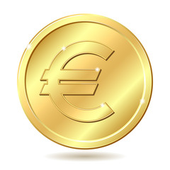 golden coin with euro sign