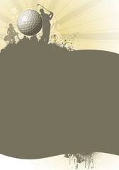 Golf background; golfer driving a ball off the tee