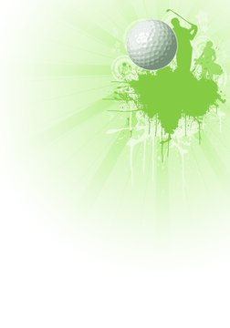 Golf background; golfer driving a ball off the tee