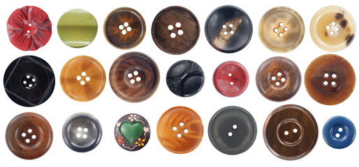 collection of various buttons on white background