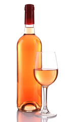 isolated bottle and wine