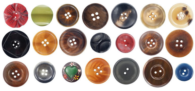 collection of various buttons on white background