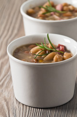 Borlotti bean and spelt soup.