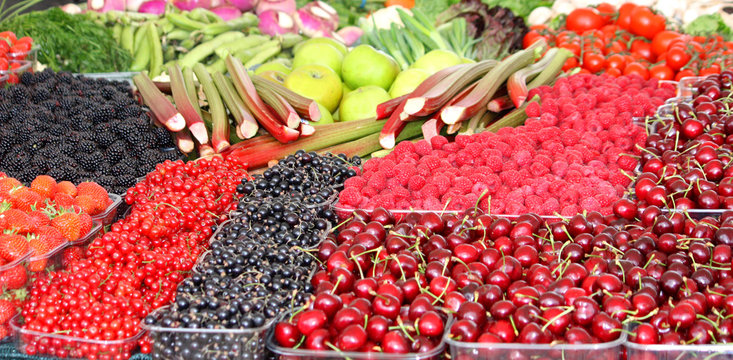 A Colourful Display of Fresh Fruit and Vegetables.