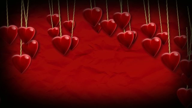 Carte Saint-Valentin fond rouge vid&eacute;o animation coeurs
