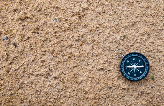Compass lying on the sand