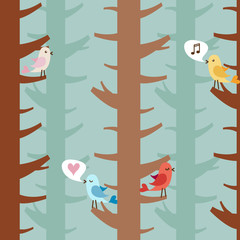 Love birds on trees