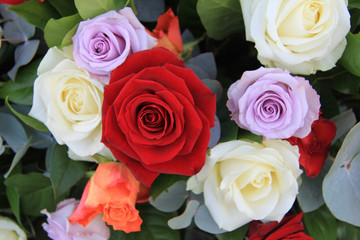 mixed roses flower arrangement