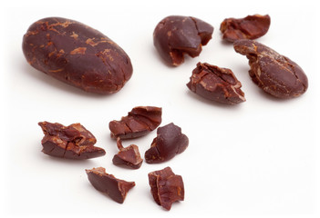 Raw cacao beans peeled isolated on white background. - 38242038