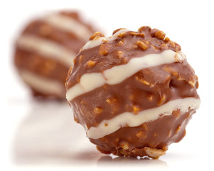 Sweet chocolate balls filled with hazelnuts.