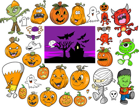 Halloween Autumn Vector Design Elements Set