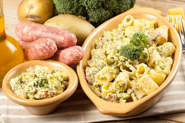 Pasta broccoli, potatoes and sausage