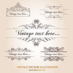 Vintage vector banners template collection