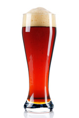 dark beer in a glass isolated on white