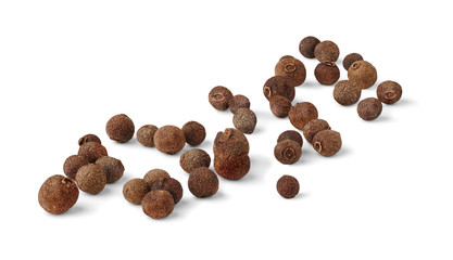 Isolated spices. Dried allspice fruits on white background