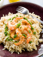 brown rice with shrimp and arugula pesto