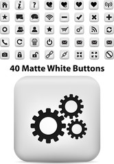40 matte white buttons