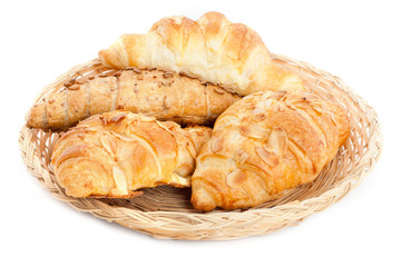Delicious croissants in a basket