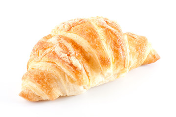 Fresh and tasty croissant over white background