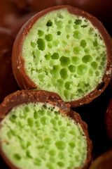 Chocolate balls cut in halve