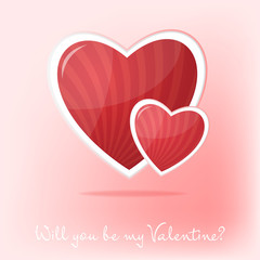 Valentine's day card with two hearts