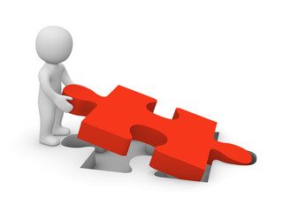 3d man with puzzle piece