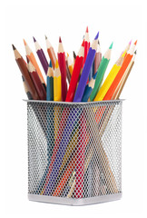 Pencils in bank isolated on a white background