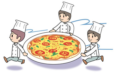 Bakery-People who carry a pizza