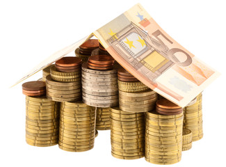 concept projet immobilier, fond blanc