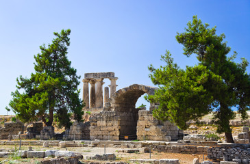 Ruins of temple in Corinth, Greece