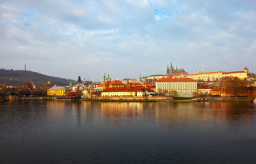 Fototapeta na wymiar Morning view of Prague from Vltava
