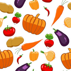 Seamless pattern with bright vegetables