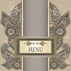 vector menu with paisley pattern and place for your text on  gru