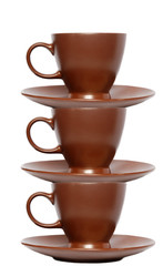 The perfect brown cup with steaming coffee on a white background