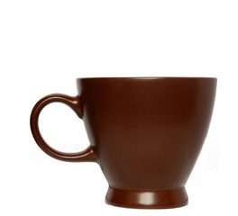The perfect brown cup with steaming coffee on a white background