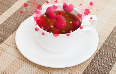 Cup of coffe with steam like heart