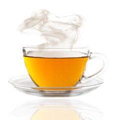 tea in cup isolated on white background