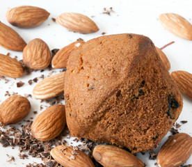 Cake with almonds and chocolate