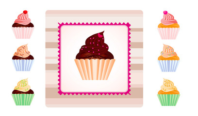 Set of cupcakes with sample label