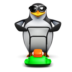 3d Penguin is mowing the lawn...again!