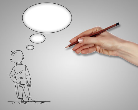 Standing man generating ideas