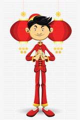 Chinese Boy New Year Greeting Card